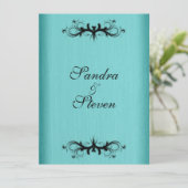 ティール(緑がかった色)ブルー結婚式招待状 招待状 (スタンド正面)