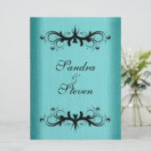ティール（緑がかった色）ブルー結婚式招待状 招待状 (スタンド正面)