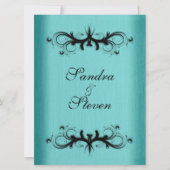 ティール（緑がかった色）ブルー結婚式招待状 招待状 (正面)
