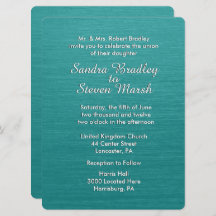 ティール（緑がかった色）ブルー結婚式招待状