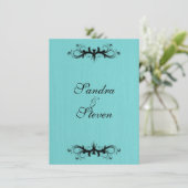 ティール（緑がかった色）ブルー結婚式招待状 招待状 (スタンド正面)