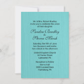 ティール（緑がかった色）ブルー結婚式招待状 招待状 (裏面)