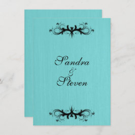 ティール（緑がかった色）ブルー結婚式招待状 招待状