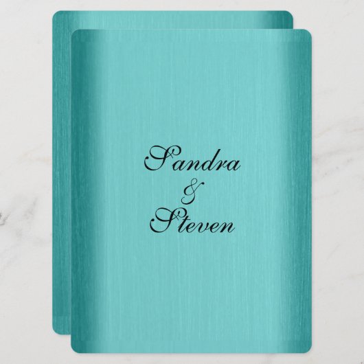 ティール（緑がかった色）ブルー結婚式招待状 招待状 (正面/裏面)