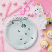 ティール（緑がかった色）ブルー落下葉植物学 ペーパープレート (パーティー)