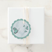 ティール(緑がかった色)ブルー蝶メッセージカード フェイバータグ (インサイチュ)