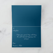 ティール(緑がかった色)ブルー誕生日名前をカスタムするマンダラデザイン カード (内部)