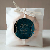 ティール（緑がかった色）ブルー金ゴールドアガートスクリプ結婚ト ラウンドシール