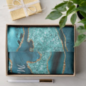 ティール(緑がかった色)ブルー金ゴールドアクア名前をカスタムするティッシュペーパー 薄葉紙 (ギフト)