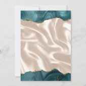 ティール（緑がかった色）ブルー金ゴールドアゲートアイボリーシルク結婚ス 招待状 (裏面)