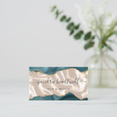 ティール（緑がかった色）ブルー金ゴールドアゲートアイボリーラグジュアリー 名刺 (スタンド正面)