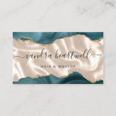 ティール（緑がかった色）ブルー金ゴールドアゲートアイボリーラグジュアリー 名刺 (正面)