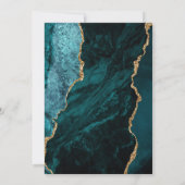 ティール（緑がかった色）ブルー金ゴールドアゲート50th誕生日パーティー 招待状 (裏面)