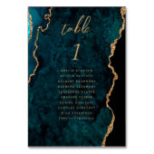 ティール（緑がかった色）ブルー金ゴールドアゲ結婚ート テーブルナンバー (裏面)