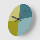 ティール（緑がかった色）ブルー金ゴールドイエロー ラウンド壁時計 (傾斜)