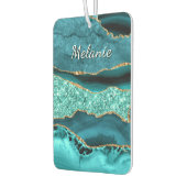 ティール(緑がかった色)ブルー金ゴールドエアーフレッシュカスタムナー文字 カーエアーフレッシュナー (左)