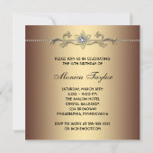 ティール(緑がかった色)ブルー金ゴールドクラスジュエルSweet sixteenパーティー 招待状 (裏面)