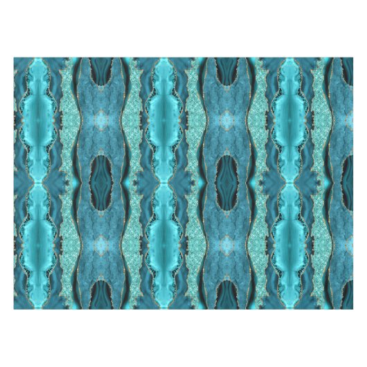 ティール（緑がかった色）ブルー金ゴールドグリッターアクアターコイズテーブルクロス テーブルクロス (正面(横))