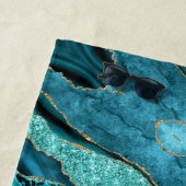 ティール（緑がかった色）ブルー金ゴールドグリッターアクアターコイズビーチタオル ビーチタオル (インサイチュ)