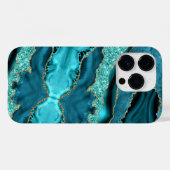ティール(緑がかった色)ブルー金ゴールドグリッターアクアターコイズiPhoneケース Case-Mate iPhoneケース (裏面 (横))