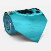 ティール（緑がかった色）ブルー金ゴールドグリッターマーブルアクアターコイズタイ ネクタイ (ロール)