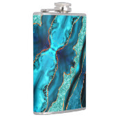 ティール(緑がかった色)ブルー金ゴールドグリッターマーブルアクアターコイズフラスコ フラスク (右)