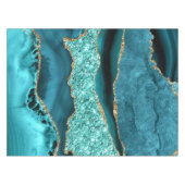 ティール(緑がかった色)ブルー金ゴールドグリッターマーブルターコイズテーブルクロス テーブルクロス (正面(横))