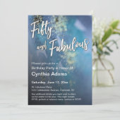 ティール(緑がかった色)&ブルー金ゴールドグリッターモダンフィフティアンドファブラス 招待状 (スタンド正面)