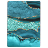 ティール(緑がかった色)ブルー金ゴールドグリッター大理石ターコイズクリップボード クリップボード (裏面)