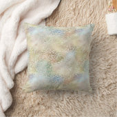 ティール(緑がかった色)ブルー金ゴールドグリーングラムレオパードプリント クッション (ブランケット)