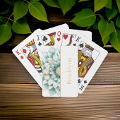 ティール(緑がかった色)ブルー金ゴールドフローラマンダラパーソナライズされた トランプ