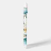 ティール（緑がかった色）ブルー金ゴールドフローラマンダラパーソナライズされた Case-Mate iPhoneケース (裏面 / 右)