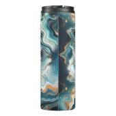 ティール（緑がかった色）ブルー金ゴールドホワイトマーブルモダンアゲート タンブラー (裏面)