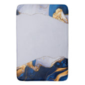 ティール（緑がかった色）ブルー金ゴールドマーブルアクアターコイズ バスマット (正面縦)