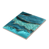 ティール（緑がかった色）ブルー金ゴールド大理石アクアターコイズセラミックタイル タイル (側面)