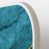 ティール(緑がかった色)ブルー金ゴールド大理石ターコイズピックボールパドル ピックルボールラケット (左詳細)