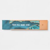 ティール（緑がかった色）ブルー金ゴールド大理石名前をカスタムするドアサイン サインプレート (正面)