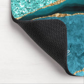 ティール(緑がかった色)ブルー金ゴールド大理石名前をカスタムするマウスパッド マウスパッド (コーナー)