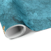 ティール（緑がかった色）ブルー金ゴールド大理石名前をカスタムするラッピング紙 ラッピングペーパー (ロールコーナー)