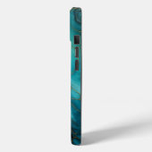 ティール(緑がかった色)ブルー金ゴールド抽象芸術マーブルモノグラム Case-Mate iPhoneケース (裏面 / 左)