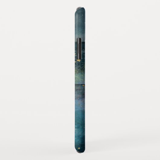 ティール（緑がかった色）ブルー銀河系金ゴールドスターズシアルスカイモノグラム Case-Mate iPhoneケース (裏面/右)