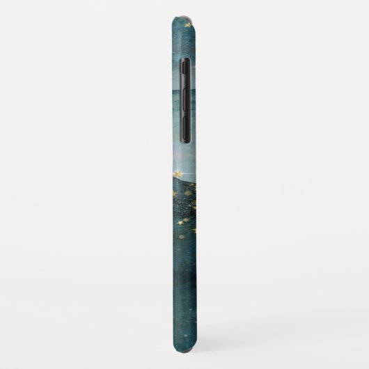 ティール（緑がかった色）ブルー銀河系金ゴールドスターズシアルスカイモノグラム Case-Mate iPhoneケース (裏面/左)