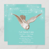 ティール(緑がかった色)ブルー鳩メモリアルサービスのお知らせ 招待状 (正面/裏面)