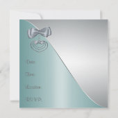 ティール(緑がかった色)ブルー13thバースデーパーティーエレガント招待状 招待状 (裏面)