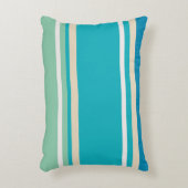ティール（緑がかった色）ブルー、グリーン、ターコイズストライプ アクセントクッション (正面(垂直))