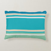 ティール（緑がかった色）ブルー、グリーン、ターコイズストライプ アクセントクッション (裏面)