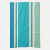 ティール（緑がかった色）ブルー、グリーン、ターコイズストライプ キッチンタオル (縦)