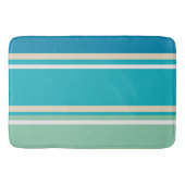ティール（緑がかった色）ブルー、グリーン、ターコイズストライプ バスマット (正面)