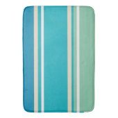 ティール（緑がかった色）ブルー、グリーン、ターコイズストライプ バスマット (正面縦)