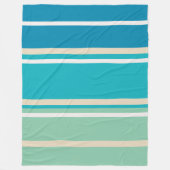 ティール（緑がかった色）ブルー、グリーン、ターコイズストライプ フリースブランケット (正面)